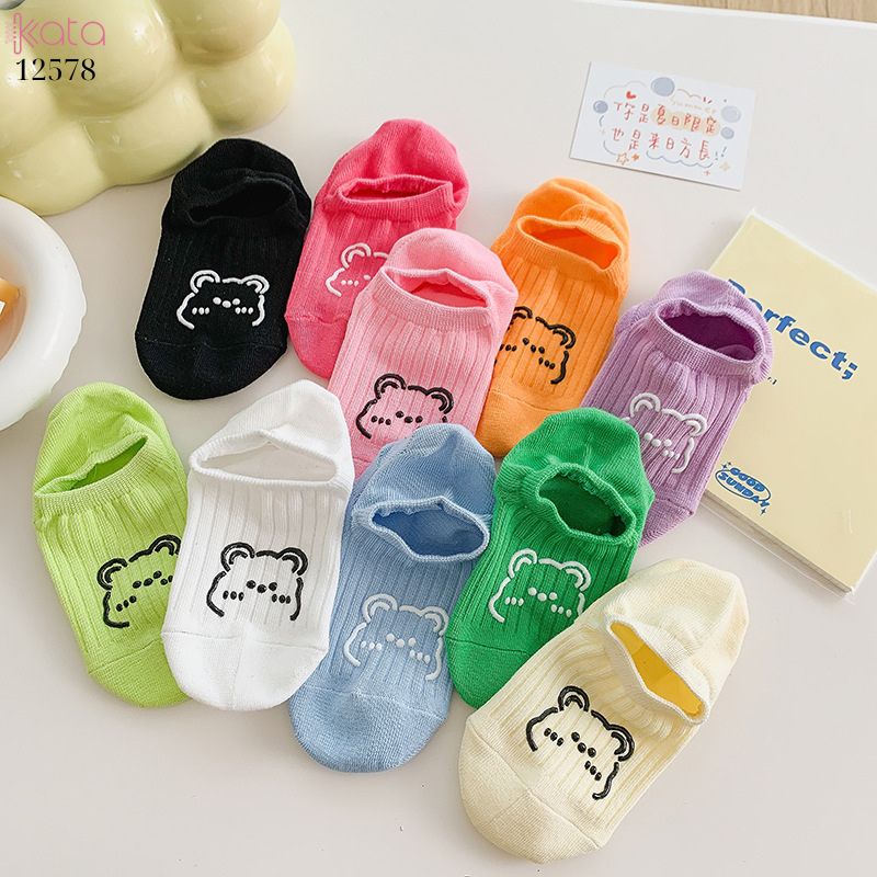 Tất thuyền mùa hè 100% cotton nữ,chống trơn trượt,chống rụng lông,chống mùi 12578