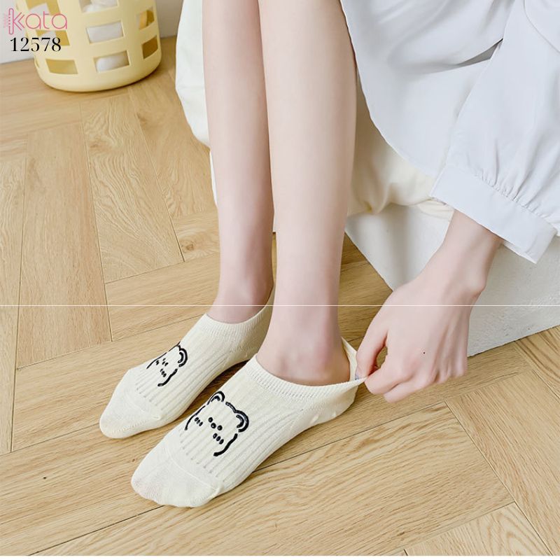 Tất thuyền mùa hè 100% cotton nữ,chống trơn trượt,chống rụng lông,chống mùi 12578