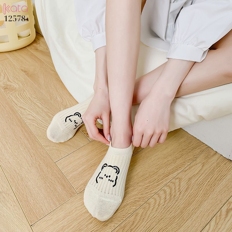 Tất thuyền mùa hè 100% cotton nữ,chống trơn trượt,chống rụng lông,chống mùi 12578