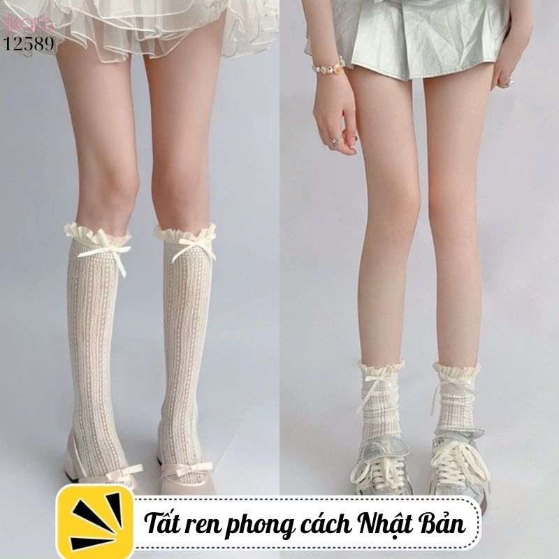 Tất ren mỏng mùa hè,tất JK lolita phong cách Nhật Bản nữ 12589