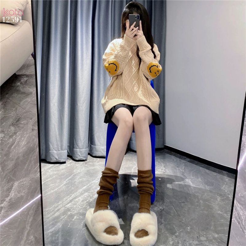 Tất loại dày 100% cotton vải Hàn,tất bắp chân thấm hút mồ hôi tốt 12591