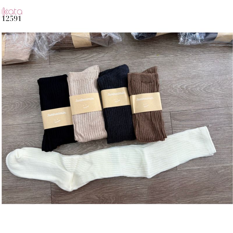 Tất loại dày 100% cotton vải Hàn,tất bắp chân thấm hút mồ hôi tốt 12591