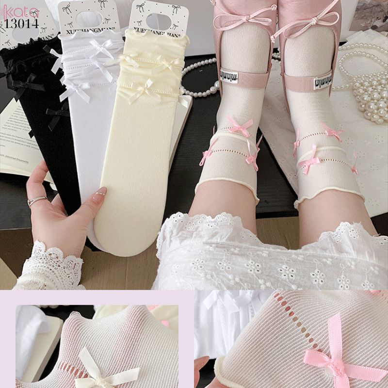 Tất viền nấm lolita JK,tất giữa bắp chân mùa hè mỏng phong cách ba lê 13014