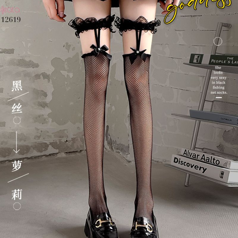 Tất ren lưới qua đầu gối,tất jk lolita nữ 12619