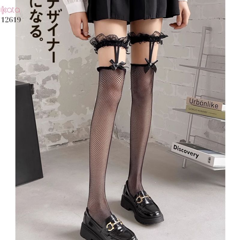 Tất ren lưới qua đầu gối,tất jk lolita nữ 12619