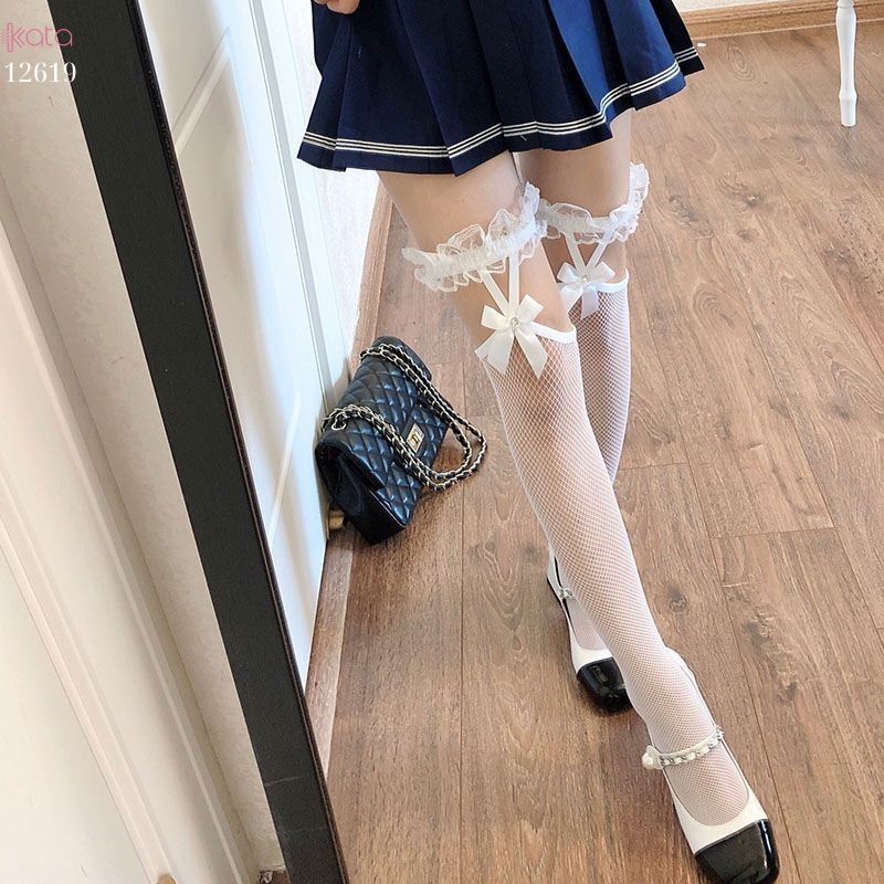 Tất ren lưới qua đầu gối,tất jk lolita nữ 12619