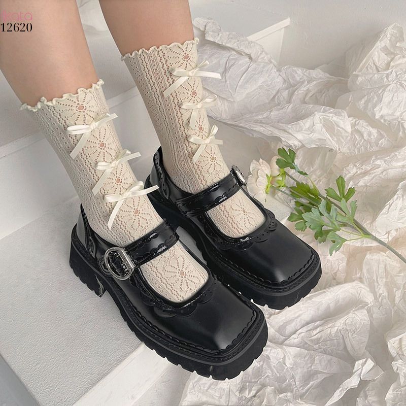 Tất ren nơ hoa,tất giữa bắp chân nữ JK lolita phong cách Nhật Bản 12620