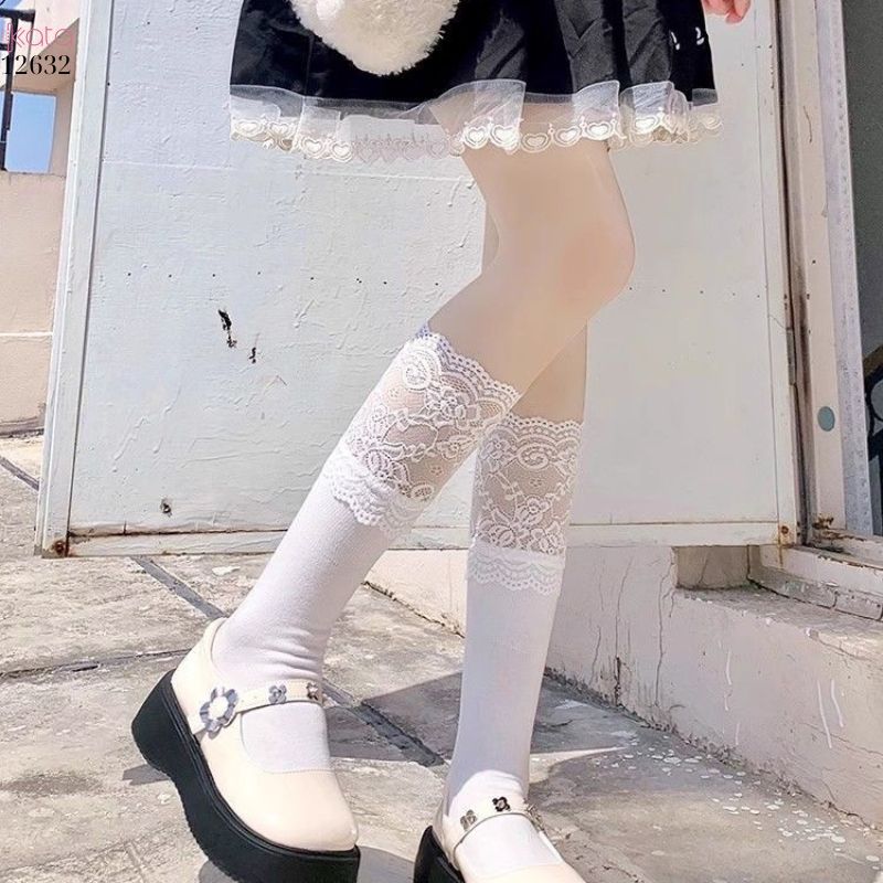 Tất ren nữ JK Nhật Bản ngọt ngào Lolita,tất Midi School Boots 12632