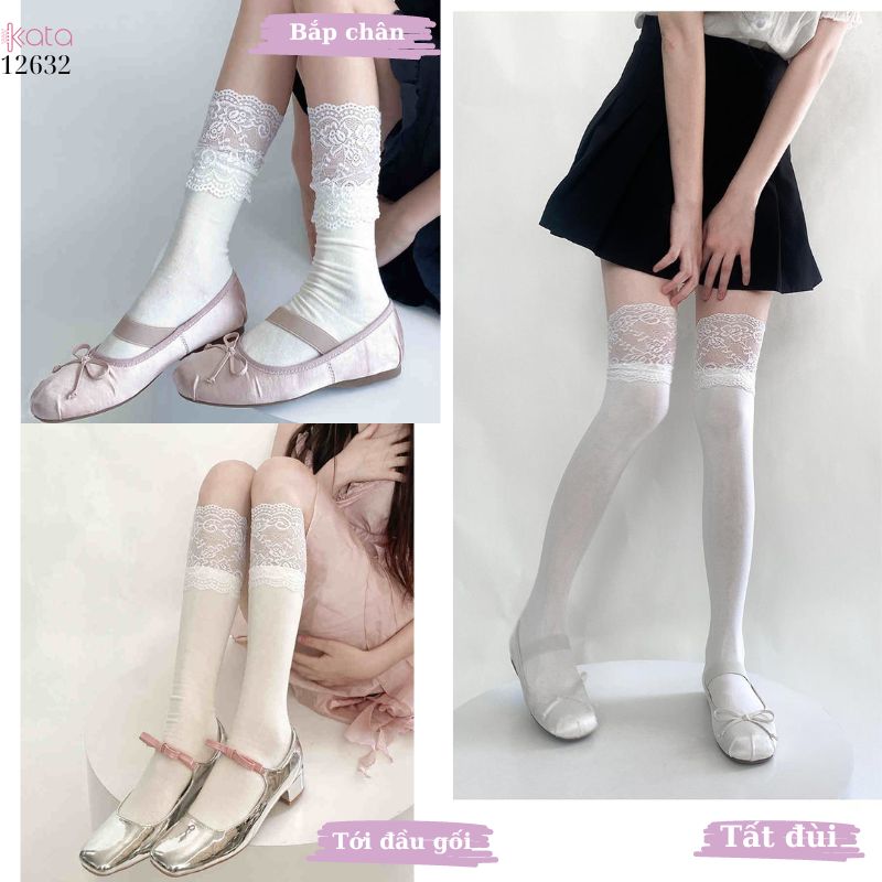 Tất ren nữ JK Nhật Bản ngọt ngào Lolita,tất Midi School Boots 12632