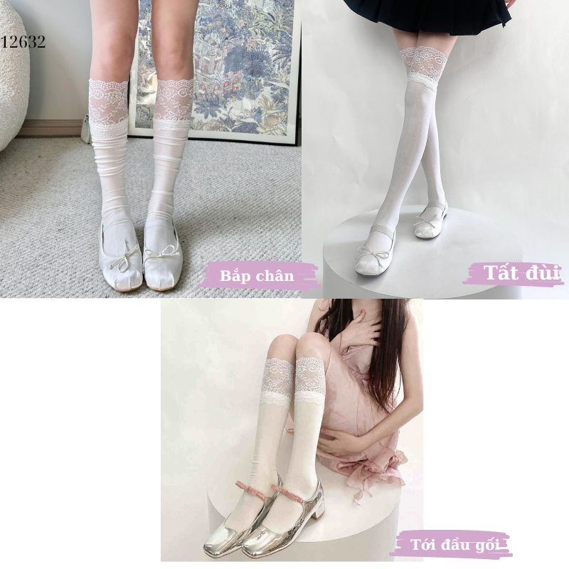 Tất ren nữ JK Nhật Bản ngọt ngào Lolita,tất Midi School Boots 12632