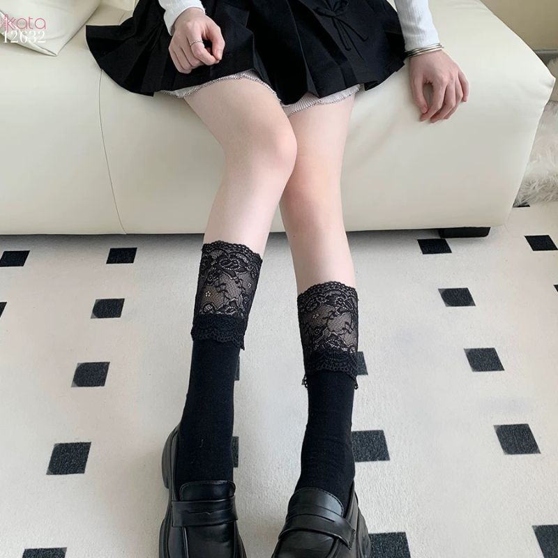 Tất ren nữ JK Nhật Bản ngọt ngào Lolita,tất Midi School Boots 12632