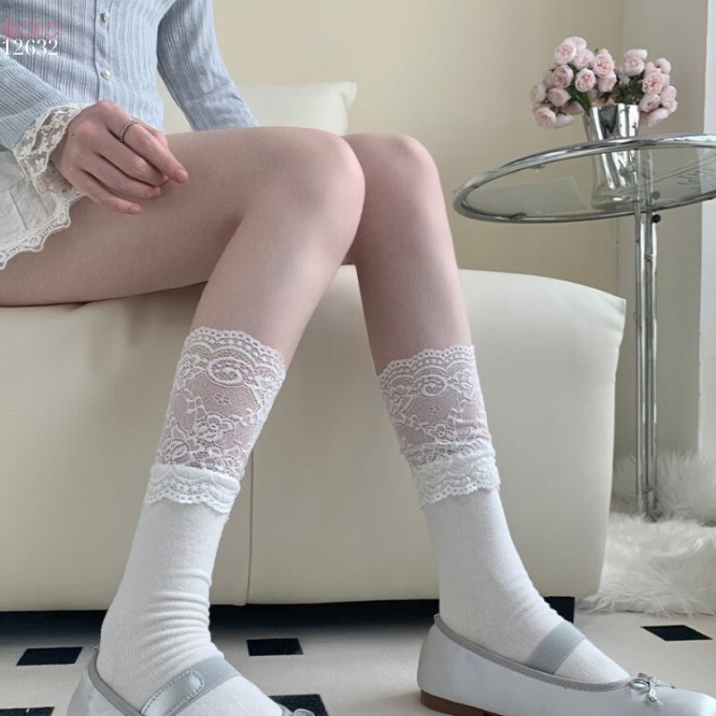 Tất ren nữ JK Nhật Bản ngọt ngào Lolita,tất Midi School Boots 12632