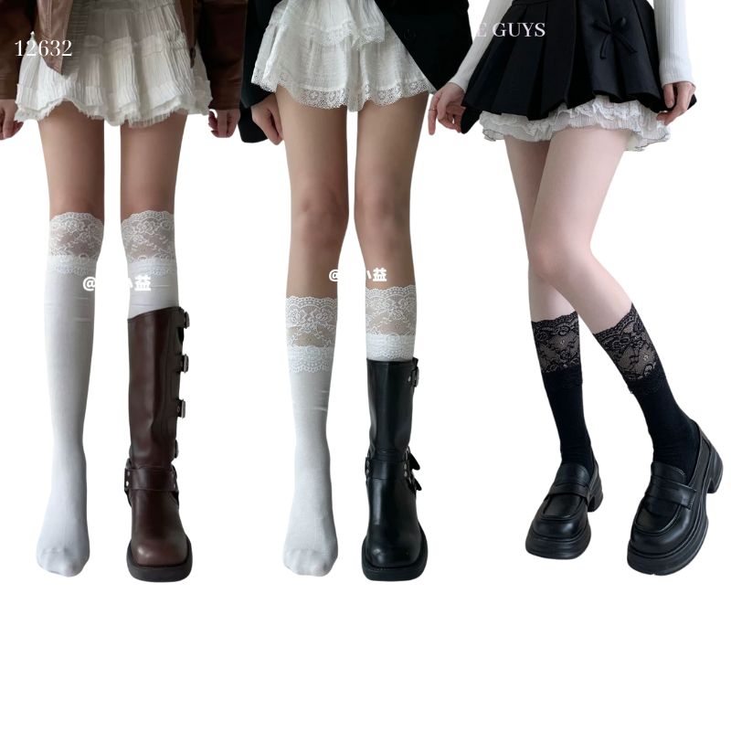 Tất ren nữ JK Nhật Bản ngọt ngào Lolita,tất Midi School Boots 12632