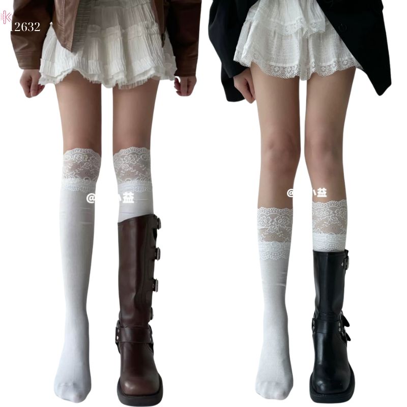 Tất ren nữ JK Nhật Bản ngọt ngào Lolita,tất Midi School Boots 12632