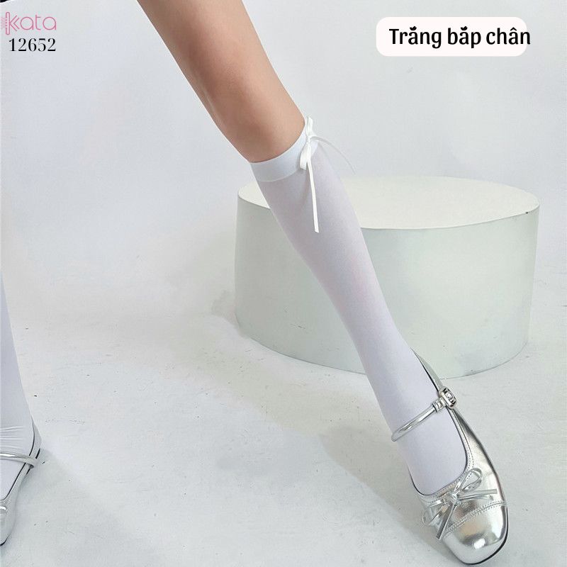 Tất lolita gắn nơ,tất màu trơn,thon gọn bắp chân 12652