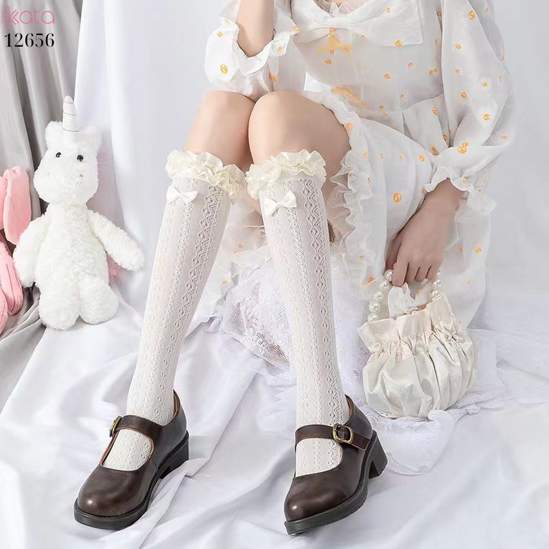 Tất ren trắng lolita,tất bắp chân nữ jk phong cách Nhật 12656