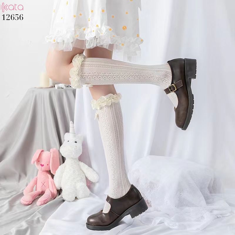 Tất ren trắng lolita,tất bắp chân nữ jk phong cách Nhật 12656