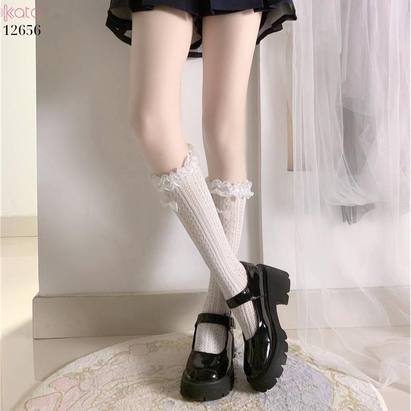 Tất ren trắng lolita,tất bắp chân nữ jk phong cách Nhật 12656