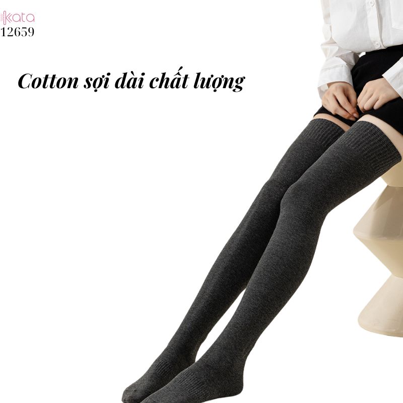 Tất đùi giữ nhiệt thu đông,tất dài trên đầu gối cotton dày chất lượng cao 12659