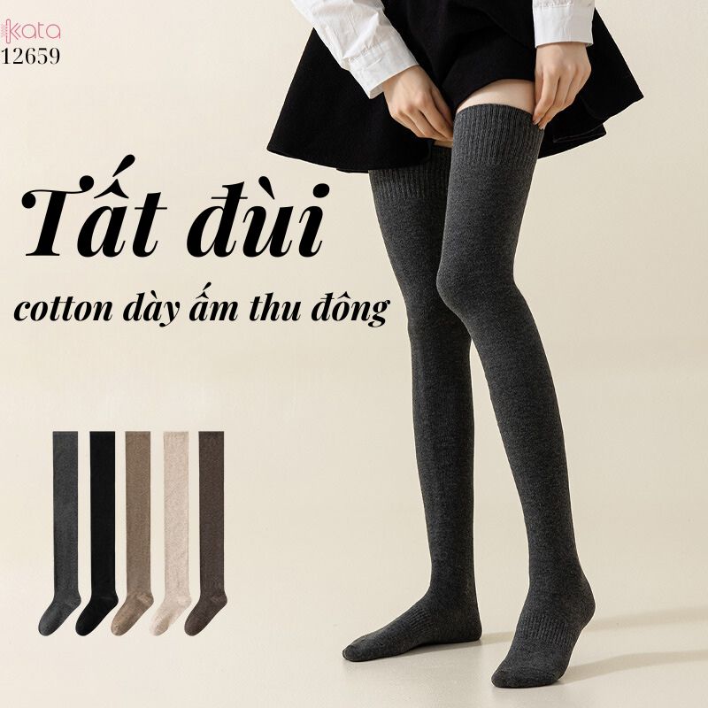 Tất đùi giữ nhiệt thu đông,tất dài trên đầu gối cotton dày chất lượng cao 12659