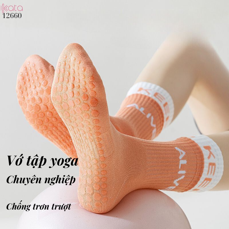 Tất tập yoga, tất giữa bắp chân tập thể dục nhịp điệu chống trượt , tất tập thể thao Pilates trong nhà trên sàn nhảy 12660