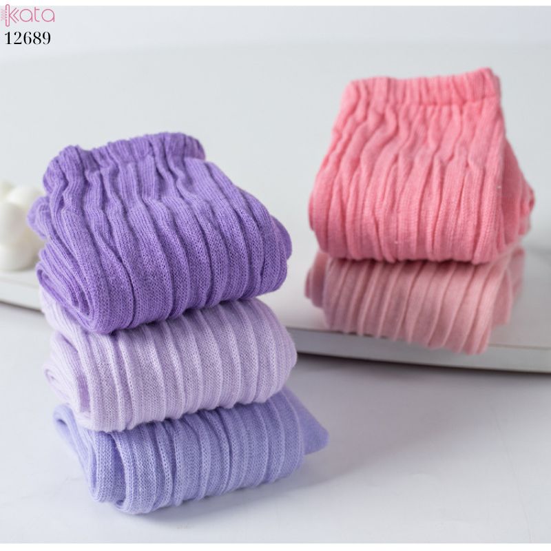 Tất cotton xoắn màu trơn,tất nữ thời trang giữa bắp chân màu kẹo ngọt 12689