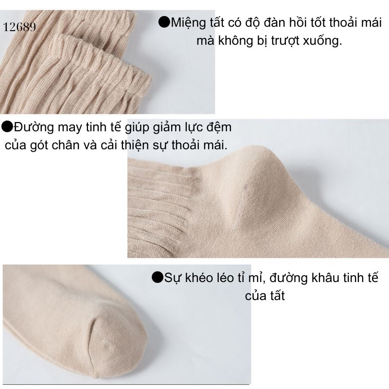 Tất cotton xoắn màu trơn,tất nữ thời trang giữa bắp chân màu kẹo ngọt 12689