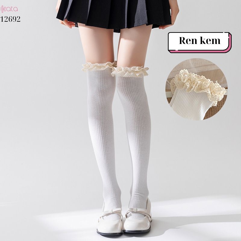 Tất nữ dài qua đầu gối, tất bốt ren ngọt ngào kiểu lolita 12692