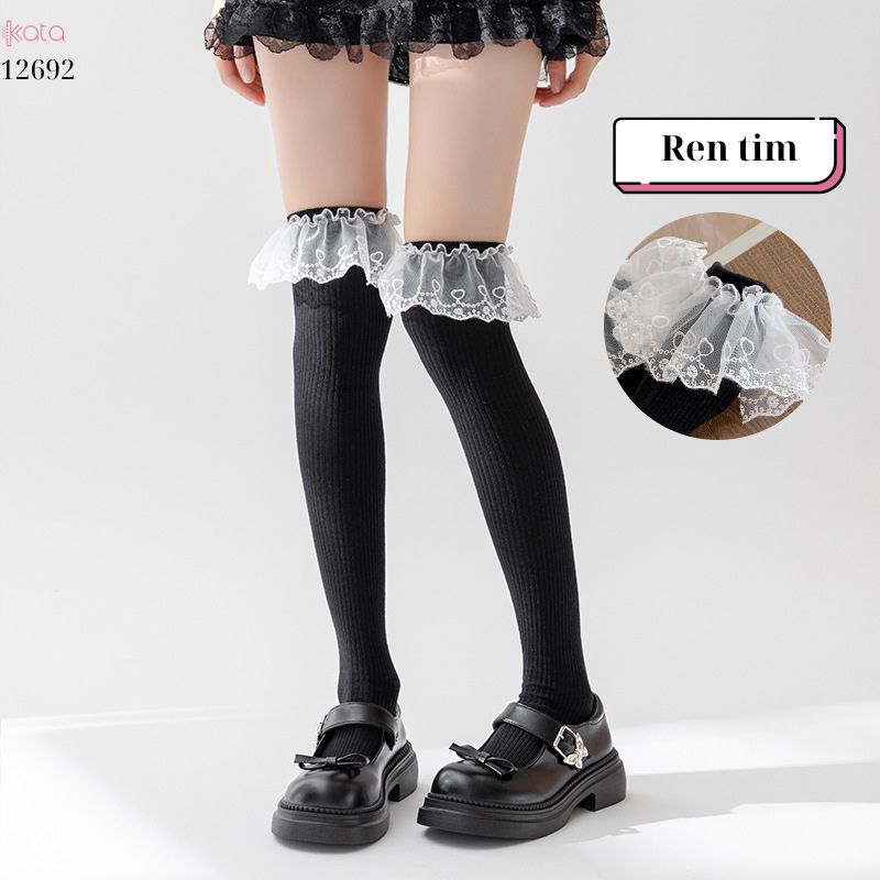 Tất nữ dài qua đầu gối, tất bốt ren ngọt ngào kiểu lolita 12692