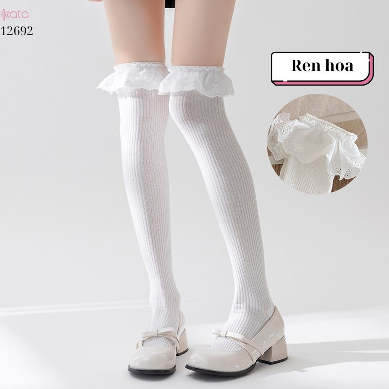 Tất nữ dài qua đầu gối, tất bốt ren ngọt ngào kiểu lolita 12692