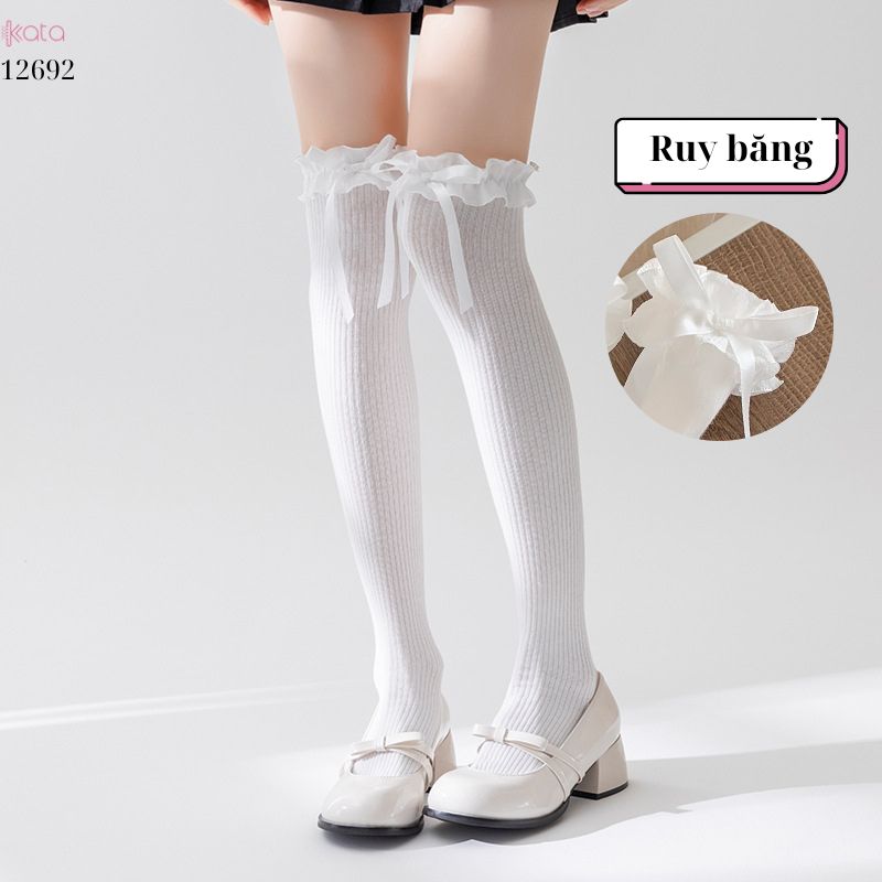 Tất nữ dài qua đầu gối, tất bốt ren ngọt ngào kiểu lolita 12692