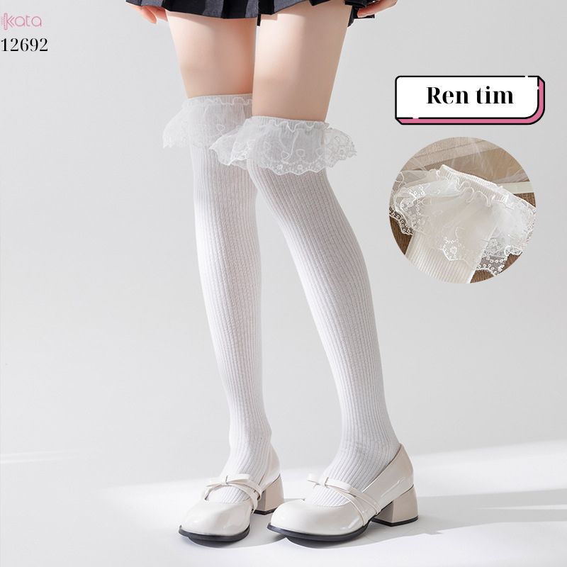 Tất nữ dài qua đầu gối, tất bốt ren ngọt ngào kiểu lolita 12692