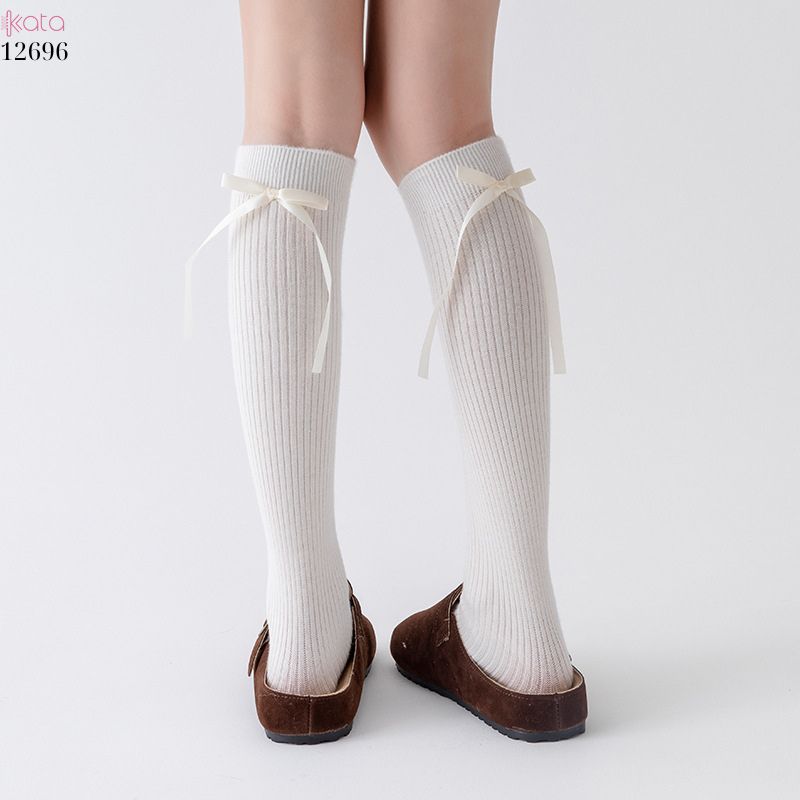 Tất nơ dày cao cấp,tất thu đông đi bốt,chất liệu bông cotton không đường may 12696