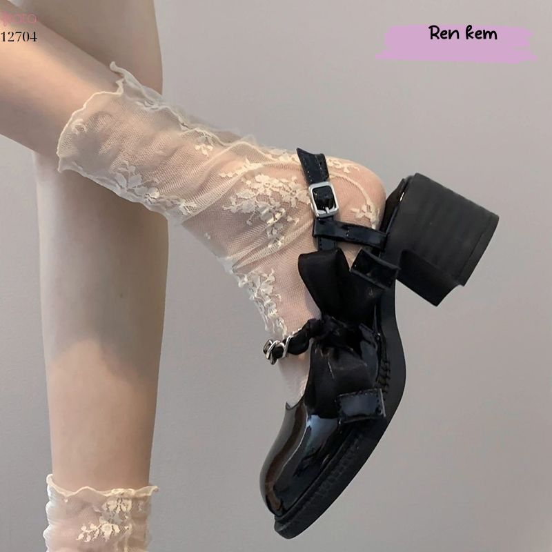 Tất ren mỏng trong suốt mùa hè,tất jk giữa bắp chân phong cách Nhật Bản nữ 12704