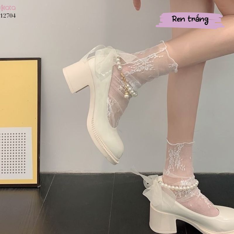 Tất ren mỏng trong suốt mùa hè,tất jk giữa bắp chân phong cách Nhật Bản nữ 12704