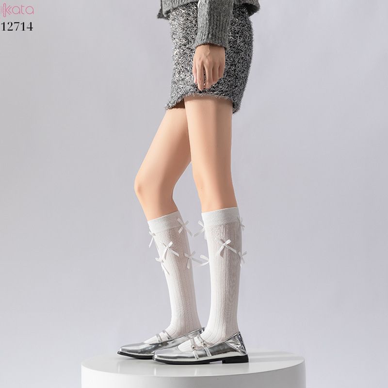 Tất Lolita JK ruy băng phong cách Ballet ,tất bắp chân xuân thu vải bông cao cấp 12714
