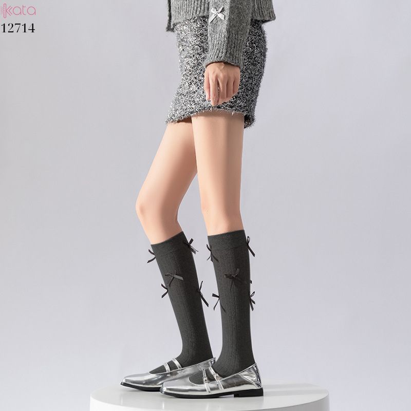 Tất Lolita JK ruy băng phong cách Ballet ,tất bắp chân xuân thu vải bông cao cấp 12714