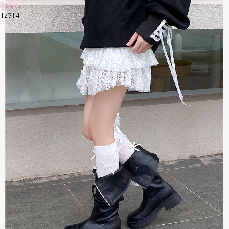 Tất Lolita JK ruy băng phong cách Ballet ,tất bắp chân xuân thu vải bông cao cấp 12714