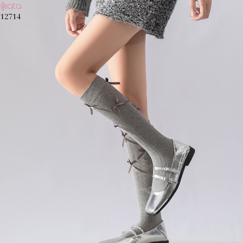 Tất Lolita JK ruy băng phong cách Ballet ,tất bắp chân xuân thu vải bông cao cấp 12714