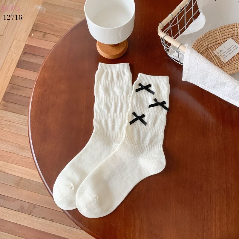 Tất ruy băng lolita jk phong cách Hàn Quốc,tất giữa bắp chân bông mềm mịn 12716