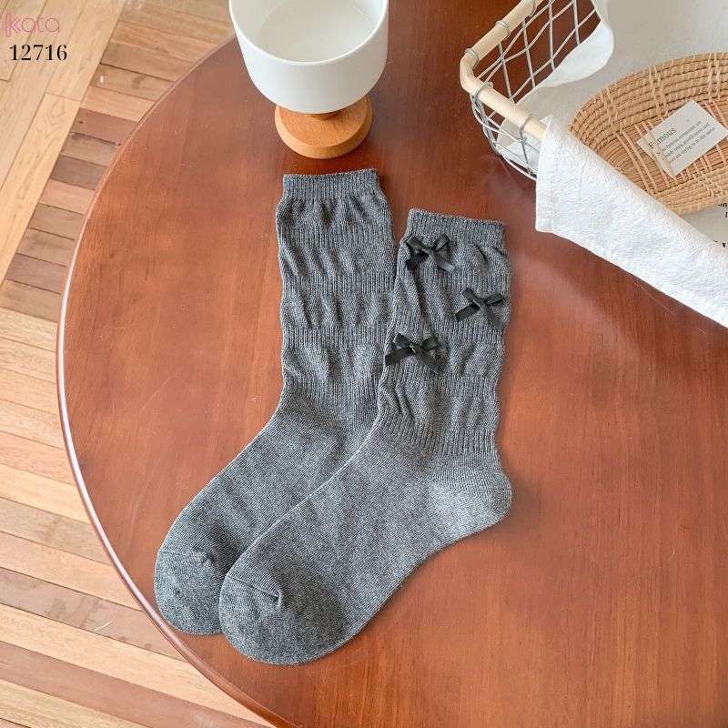 Tất ruy băng lolita jk phong cách Hàn Quốc,tất giữa bắp chân bông mềm mịn 12716
