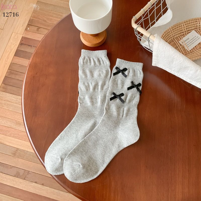 Tất ruy băng lolita jk phong cách Hàn Quốc,tất giữa bắp chân bông mềm mịn 12716