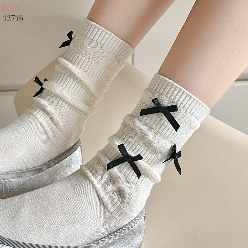 Tất ruy băng lolita jk phong cách Hàn Quốc,tất giữa bắp chân bông mềm mịn 12716