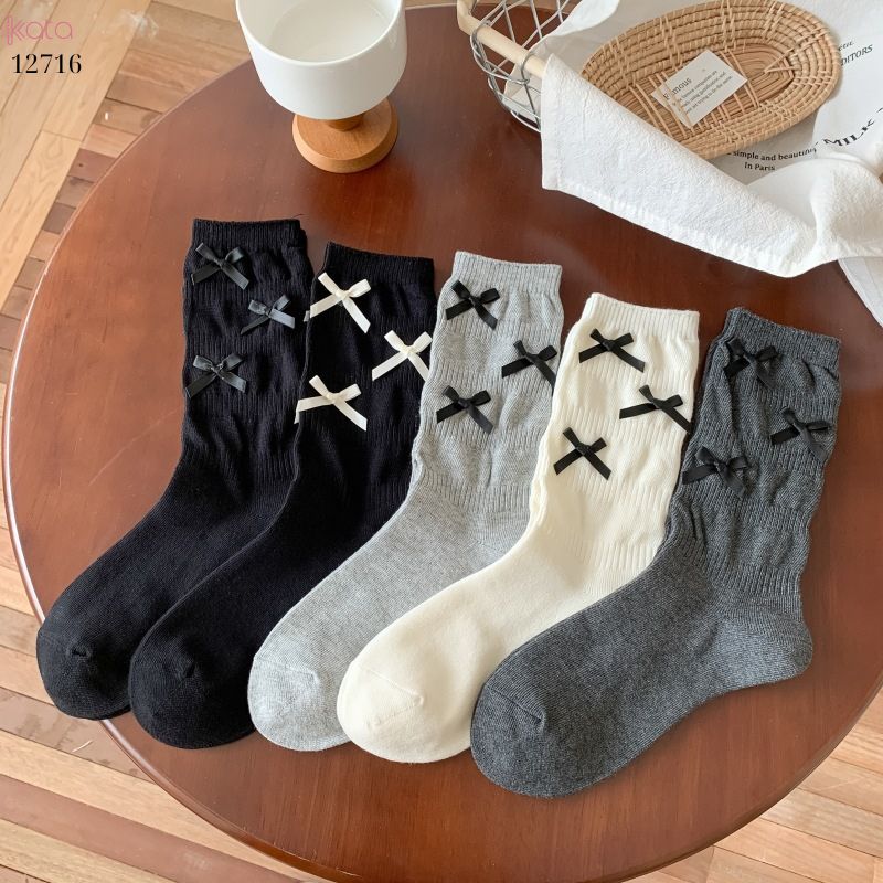 Tất ruy băng lolita jk phong cách Hàn Quốc,tất giữa bắp chân bông mềm mịn 12716