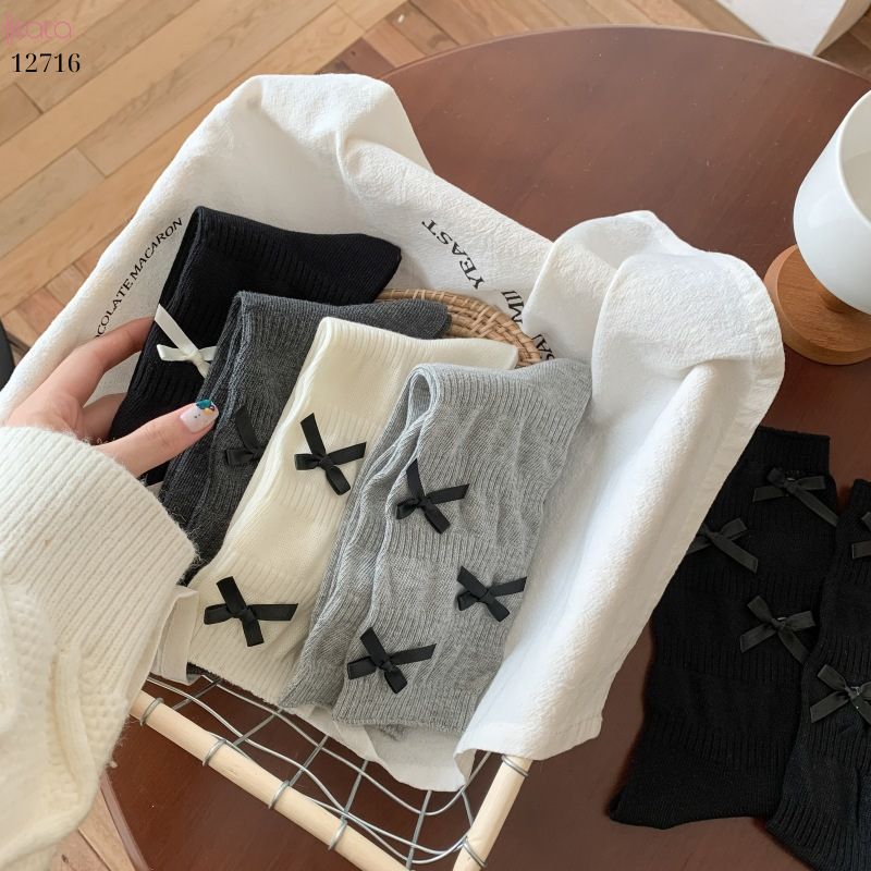 Tất ruy băng lolita jk phong cách Hàn Quốc,tất giữa bắp chân bông mềm mịn 12716