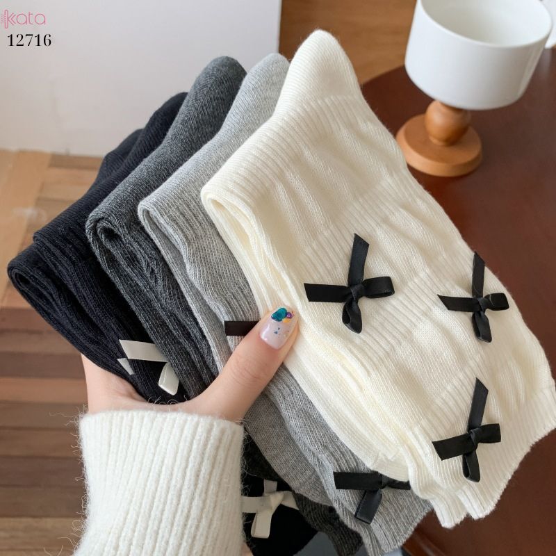 Tất ruy băng lolita jk phong cách Hàn Quốc,tất giữa bắp chân bông mềm mịn 12716