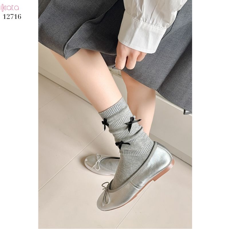 Tất ruy băng lolita jk phong cách Hàn Quốc,tất giữa bắp chân bông mềm mịn 12716