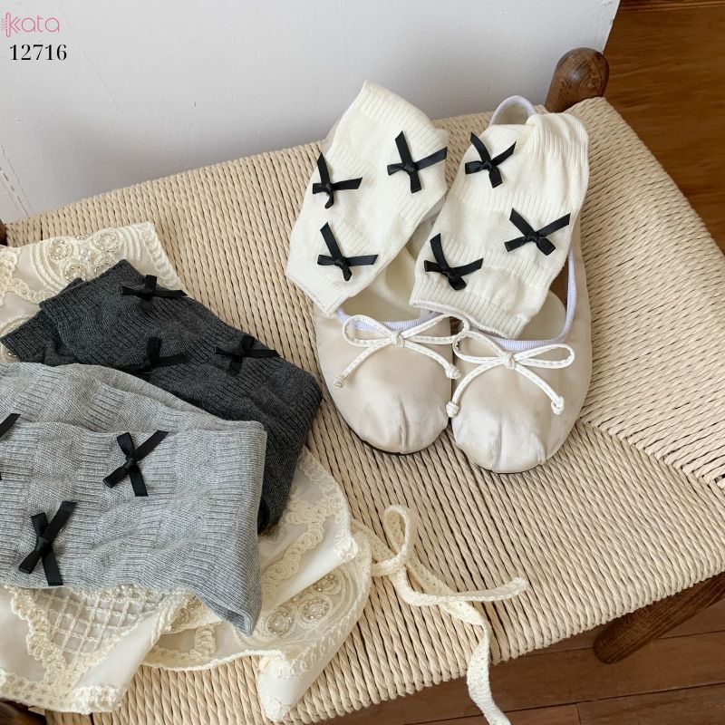 Tất ruy băng lolita jk phong cách Hàn Quốc,tất giữa bắp chân bông mềm mịn 12716