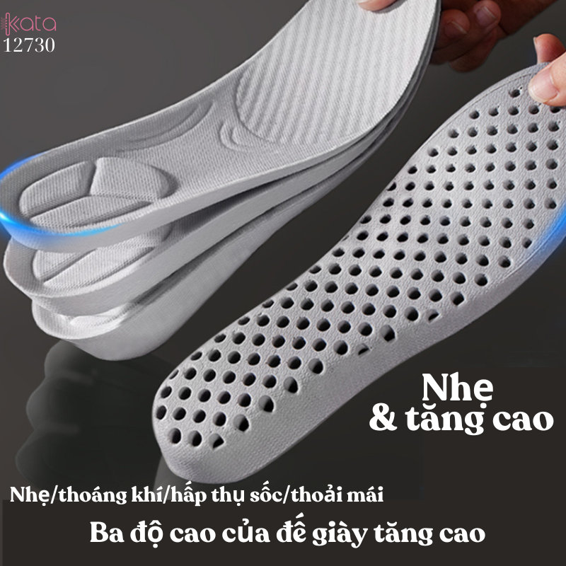 Lót cao bên trong,lót đệm thể thao đế mềm, hấp thụ sốc, thoáng khí, lót cao Nam Nữ 12730