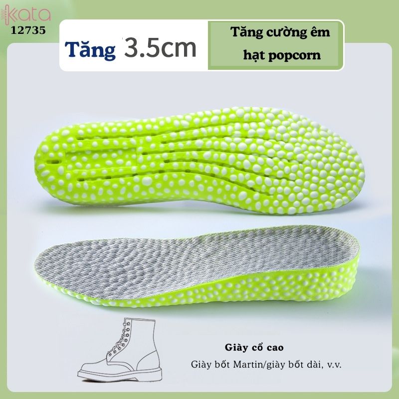 Lót giày tăng chiều cao,thoáng khí mùa hè,giảm xóc đàn hồi cao,lót đệm bốt martin Nam Nữ  12736